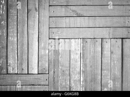 Alte weiße Holzwand mit dekorativen Muster, Foto Hintergrundtextur Stockfoto