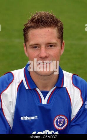 Chesterfield Football Club. Stephen Warne von Chesterfield bei Saltergate. Stockfoto