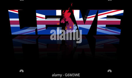 Lassen Sie Text mit UK-Karte und britische EU-Flaggen-illustration Stockfoto