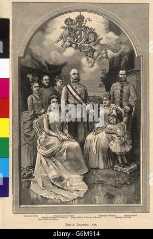 Franz Joseph I., Kaiser von Österreich Mit Familie Stockfoto