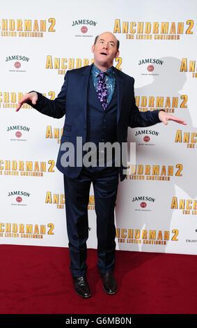 David Koechner bei der UK-Premiere von Anchorman 2 im Vue West End Kino, London. Stockfoto