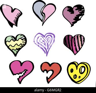 Herzen. Von hand gezeichnet. Vektor. Stock Vektor