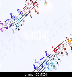 abstrakte hellen Hintergrund mit mehrfarbigen Musiknoten Stockfoto