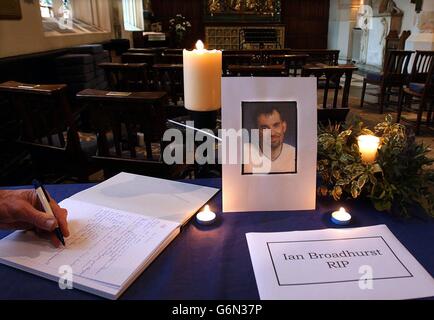 Ian Broadhurst Buch Kondolenzschreiben Stockfoto