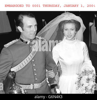 Royalty - Prinzessin Anne und Captain Mark Phillips Hochzeit - London Stockfoto