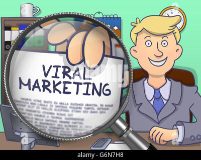 Virales Marketing durch Linse. Doodle-Konzept. Stockfoto