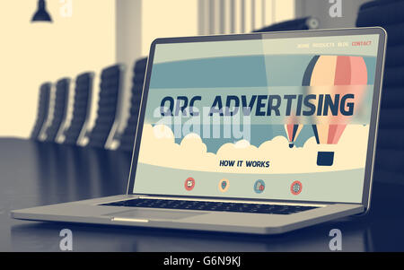 QRC Werbekonzept auf Laptop-Bildschirm. Stockfoto