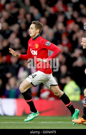 Fußball - Barclays Premier League - Manchester United gegen West Ham United - Old Trafford. Adnan Januzaj von Manchester United feiert den zweiten Treffer seines Teams Stockfoto