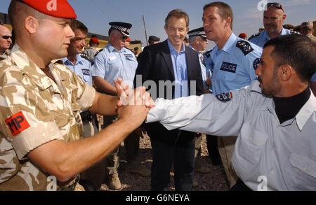 Tony Blair Basra Besuch Stockfoto