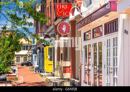 Geschäfte am Fell es Point in Baltimore, Maryland, USA. Stockfoto