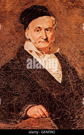 Johann Carl Friedrich Gauß (Braunschweig, 30. April 1777 - Göttingen, 23. Februar 1855) war ein Mathematiker, deutscher Astronom und Physiker, Stockfoto