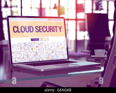 Cloud Security-Konzept auf Laptop-Bildschirm. Stockfoto