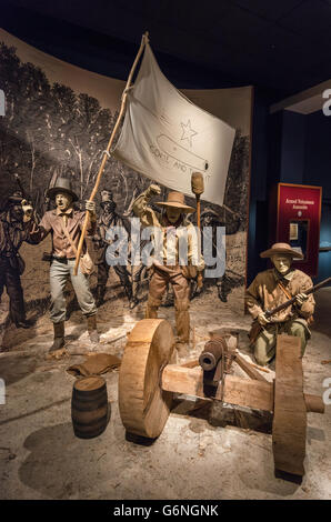 Komm und nimm It, Texas Unabhängigkeitskrieg Ausstellung bei Bob Bullock Texas State History Museum, Austin, Texas, USA Stockfoto