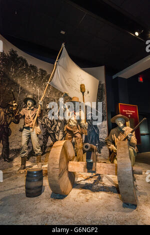 Komm und nimm It, Texas Unabhängigkeitskrieg Ausstellung bei Bob Bullock Texas State History Museum, Austin, Texas, USA Stockfoto