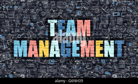 Team-Management in Multicolor. Doodle-Design. Stockfoto