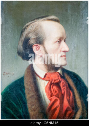 Deutschen Komponisten Richard Wagner (1813-1883), Öl-Gemälde von Cäsar Willich (1825-1886). Stockfoto