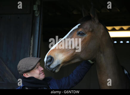 Kauto Star der fünfmalige Sieger des Königs George VI Kirchturm Chase trifft und begrüßt die Gewinner des Kempton Park Stockfoto