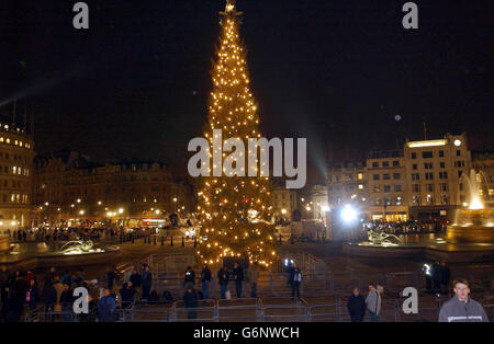 Silvester London Trafalgar Sq Stockfoto