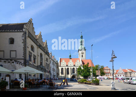 Hauptplatz mit dem Rathaus und Dekanatskirche, Tabor, Tschechische Republik, Jihocesky, Südböhmen, Südböhmen, Stockfoto