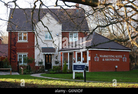 Show Home und Marketing Suite in einem neuen Wohngebiet in Leigh Sinton in der Nähe von Worcester. Stockfoto