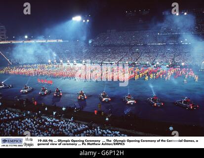 19-JUL-96 ... Olympische Eröffnungszeremonie ... Die olympische Eröffnungszeremonie der Centennial Games, eine allgemeine Sicht der Zeremonie Stockfoto