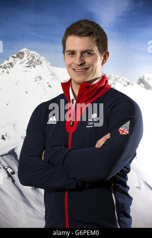 Olympische Winterspiele - Team GB Kitting Session - Tag zwei - adidas Center. Scott Andrews, Olympic-Teammitglied von GB bei den Herren, während der Team GB-Kitting-Session im adidas Center, Stockport. Stockfoto