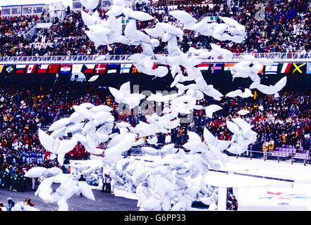 Der Eröffnungsfeier zu den Olympischen Winterspielen 1998, Nagano, Japan Stockfoto