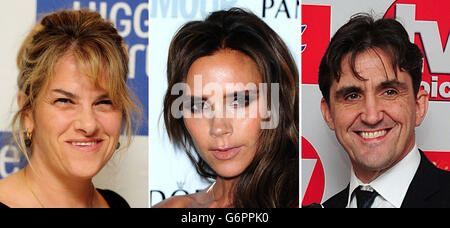 Fotos von (von links) Tracey Emin, Victoria Beckham und Stephen McGann. Stockfoto