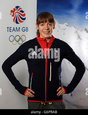 Claire Hamilton, GB Olympic Curling Teammitglied der Damen, während der Team GB Kitting Session im adidas Center, Stockport. Stockfoto