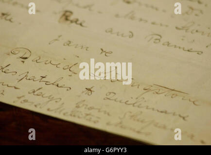 Livingstone Brief zum Verkauf Stockfoto