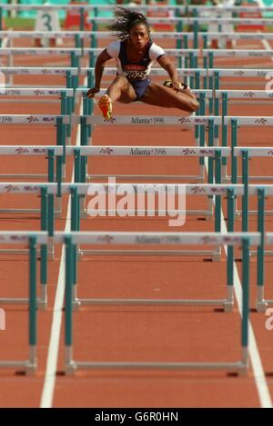 Leichtathletik - Olympische Spiele in Atlanta 1996 - 100 m der Frauen. Gail Devers, USA Stockfoto