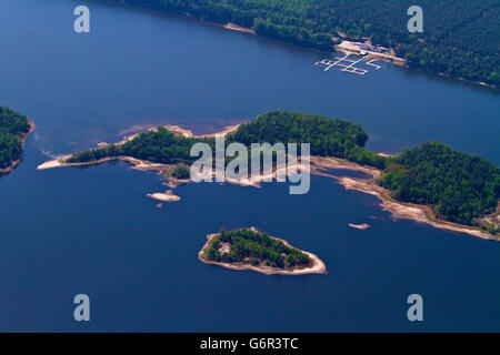 Inseln im Silbersee, in der Nähe von Lohsa, Landkreis Bautzen, Lausitzer Seenland, Oberlausitz, Sachsen, Deutschland Stockfoto