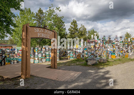 Sign post Forest in Watson Lake, Yukon Stockfoto