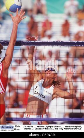 23-JUL-96, Olympische Spiele in Atlanta, Beachvolleyball, Frauen, Kanada gegen Frankreich Stockfoto