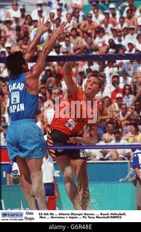 23-JUL-96, Olympische Spiele in Atlanta, Beachvolleyball, Männer, Deutschland gegen Japan Stockfoto