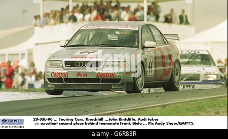 28-JUL-96, Touring Cars, Knockhill, John Bintcliffe, Audi nimmt einen hervorragenden zweiten Platz hinter Teamkollege Frank Biela ein Stockfoto