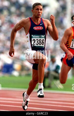 Die Olympischen Spiele In Atlanta. Zehnkampf 100 m 31-JUL-96. Die Olympischen Spiele In Atlanta. Zehnkampf 100 m Dan O'Brien, USA Stockfoto