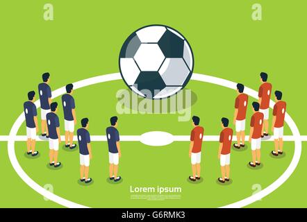 Fußball Teamspieler auf Feld Start Meisterschaft Stock Vektor