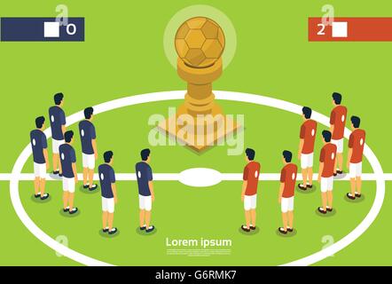 Fußball Teamspieler auf Feld Cup Championship Stock Vektor