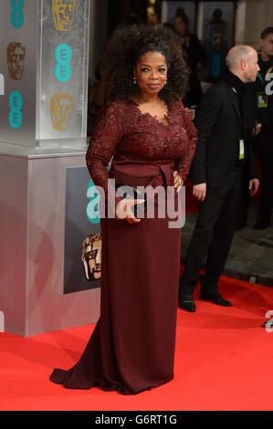 Oprah Winfrey bei der Ankunft bei den EE British Academy Film Awards 2014 im Royal Opera House, Bow Street, London. Stockfoto