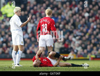 Manchester United Mikael Silvestre am Boden Stockfoto