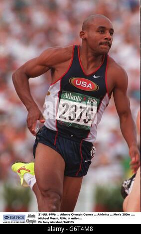 31-JUL-1996, Atlanta Olympic Games, Leichtathletik, 200 m Männer, Michael Marsh, USA, in Aktion Stockfoto