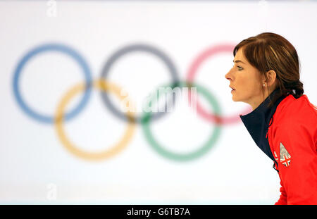 Die Briten Eve Muirhead in ihrem Bronze Medal Match gegen Schweiz Stockfoto