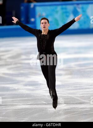 Olympische Winterspiele in Sotschi - Aktivitäten vor den Spielen - Donnerstag. Matthew Parr aus Großbritannien während des Men Short Program Eiskunstlauf bei den Olympischen Spielen in Sotschi 2014 in Krasnaya Polyana, Russland. Stockfoto