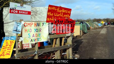 Anti-Fracking Protest gegen Barton Moss Stockfoto