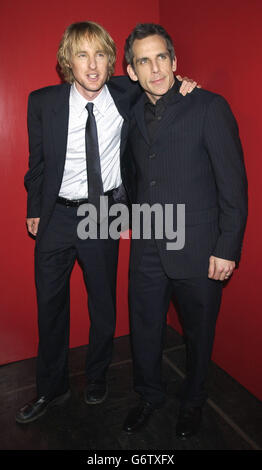 Die Schauspieler Owen Wilson (links) und Ben Stiller kommen nach der britischen Premiere von Starsky und Hutch am Odeon Leicester Square in London zur Aftershow-Party in Trap. Stockfoto