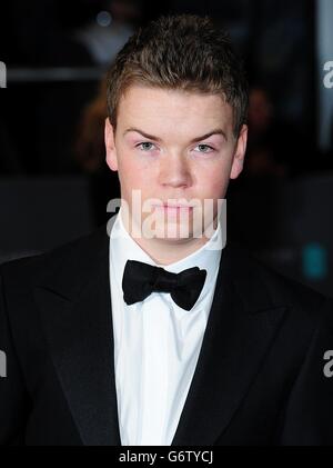 Will Poulter bei der Ankunft bei den EE British Academy Film Awards 2014 im Royal Opera House, Bow Street, London. Stockfoto