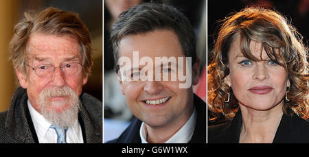 Fotos von (von links) John Hurt, Declan Donnelly und Julie Christie. Stockfoto