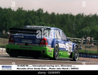 18-AUG-96 .... Internationale Tourenwagen, Silverstone .... Mercedes-Fahrer Sandy Grau Stockfoto