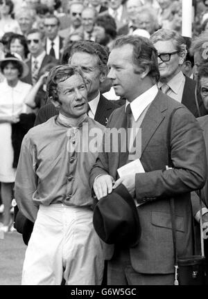 Robert Sangster und Lester Piggott. Stockfoto